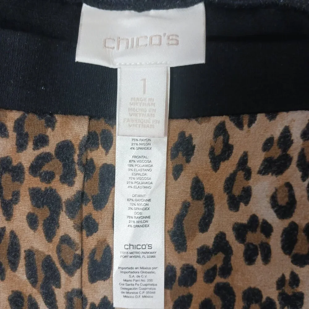 Chico's Animal Print/Black Ponte Legging Pants, Size 1 (Med.) Stretchy Greatness - Picture 2 of 12